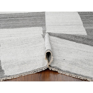9'x11'8" Grey, Pure Wool, Soft Pile, Hand knotted, Minimalist Design, Natural Dyes, Modern Oriental Rug FWR505992
