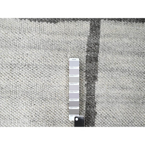 9'x11'8" Grey, Pure Wool, Soft Pile, Hand knotted, Minimalist Design, Natural Dyes, Modern Oriental Rug FWR505992