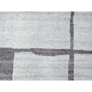 9'x11'8" Grey, Pure Wool, Soft Pile, Hand knotted, Minimalist Design, Natural Dyes, Modern Oriental Rug FWR505992