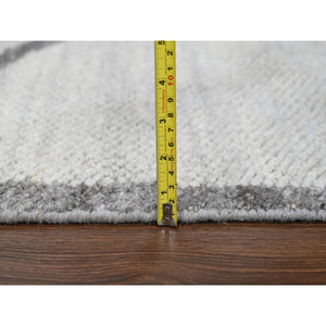 9'x11'8" Grey, Pure Wool, Soft Pile, Hand knotted, Minimalist Design, Natural Dyes, Modern Oriental Rug FWR505992