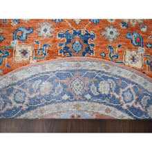 Load image into Gallery viewer, 8&#39;x8&#39; Rust Orange and Blue, All over Mahal Design, Supple Collection, Organic Wool, Hand Knotted, Round Oriental Rug FWR506112