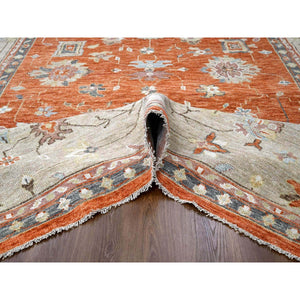 12'x17'8" Burnt Orange, Natural Dyes, Extra Soft Wool, Thick and Plush, Hand Knotted, Oushak Design, Supple Collection, Oversize Oriental Rug FWR506148