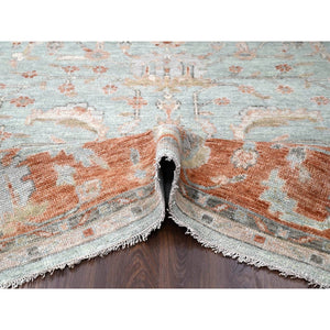 11'10"x14'8" Sage Green, Hand Knotted, Supple Collection, Thick and Plush, Oushak Design, Natural Wool, Oversize Oriental Rug FWR506154