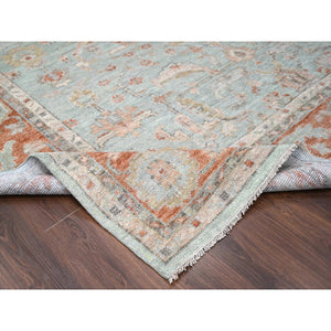 11'10"x14'8" Sage Green, Hand Knotted, Supple Collection, Thick and Plush, Oushak Design, Natural Wool, Oversize Oriental Rug FWR506154