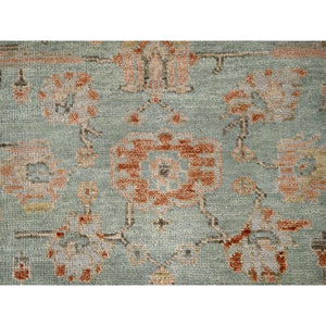 11'10"x14'8" Sage Green, Hand Knotted, Supple Collection, Thick and Plush, Oushak Design, Natural Wool, Oversize Oriental Rug FWR506154
