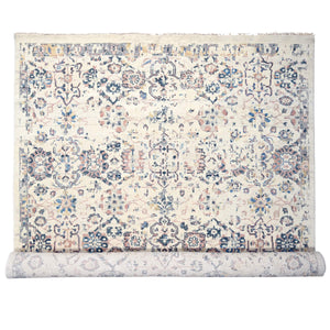 11'10"x17'8" Ivory, Supple Collection, Mahal Design, 100% Wool, Plush and Lush, Transitional Natural Dyes, Hand Knotted, Oriental Rug FWR506184