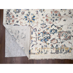 11'10"x17'8" Ivory, Supple Collection, Mahal Design, 100% Wool, Plush and Lush, Transitional Natural Dyes, Hand Knotted, Oriental Rug FWR506184