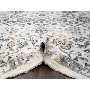 11'10"x17'8" Ivory, Supple Collection, Mahal Design, 100% Wool, Plush and Lush, Transitional Natural Dyes, Hand Knotted, Oriental Rug FWR506184