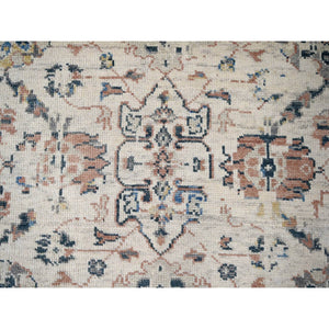 11'10"x17'8" Ivory, Supple Collection, Mahal Design, 100% Wool, Plush and Lush, Transitional Natural Dyes, Hand Knotted, Oriental Rug FWR506184