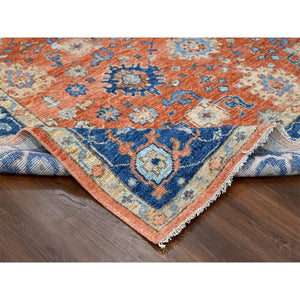 9'10"x14' Rust Orange, Supple Collection, All over Mahal Design, Pure Wool, Hand Knotted, Natural Dyes, Oriental Rug FWR506226