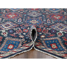 Load image into Gallery viewer, 12&#39;x18&#39; Black, Karajeh Heriz Geometric Design, Supple Collection, Plush and Lush, Organic Wool, Hand Knotted, Oversize Oriental Rug FWR506262