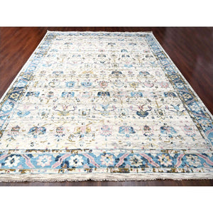 12'x17'9" Ivory and Blue, Transitional Natural Dyes, Oushak Inspired Supple Collection, Natural Wool, Mahal Design, Hand Knotted, Soft Pile, Oversize Oriental Rug FWR506280