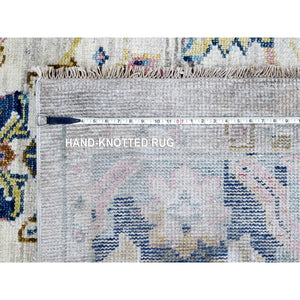 12'x17'9" Ivory and Blue, Transitional Natural Dyes, Oushak Inspired Supple Collection, Natural Wool, Mahal Design, Hand Knotted, Soft Pile, Oversize Oriental Rug FWR506280