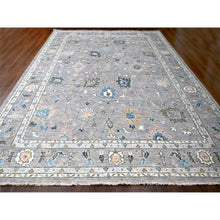 Load image into Gallery viewer, 12&#39;x17&#39;10&quot; Light Gray with Pop of Color, Vegetable Dyes, Oushak Design, Plush and Lush, Supple Collection, Pure Wool, Hand Knotted, Oversize Oriental Rug FWR506298
