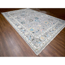 Load image into Gallery viewer, 12&#39;x17&#39;10&quot; Light Gray with Pop of Color, Vegetable Dyes, Oushak Design, Plush and Lush, Supple Collection, Pure Wool, Hand Knotted, Oversize Oriental Rug FWR506298