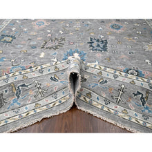 Load image into Gallery viewer, 12&#39;x17&#39;10&quot; Light Gray with Pop of Color, Vegetable Dyes, Oushak Design, Plush and Lush, Supple Collection, Pure Wool, Hand Knotted, Oversize Oriental Rug FWR506298