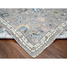 Load image into Gallery viewer, 12&#39;x17&#39;10&quot; Light Gray with Pop of Color, Vegetable Dyes, Oushak Design, Plush and Lush, Supple Collection, Pure Wool, Hand Knotted, Oversize Oriental Rug FWR506298