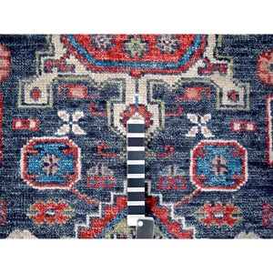 12'x14'10" Black, Soft and Vibrant Pile, Karajeh Heriz Geometric Design, Supple Collection, Plush and Lush, 100% Wool Hand Knotted, Oversize Oriental Rug FWR506322