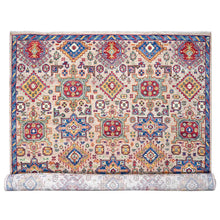 Load image into Gallery viewer, 12&#39;x17&#39;9&quot; Camel with Blue, Karajeh Heriz Geometric Design, Thick and Plush, Pure Wool, Supple Collection, Hand Knotted, Oversize Oriental Rug FWR506334