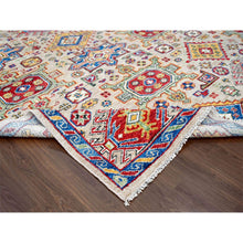 Load image into Gallery viewer, 12&#39;x17&#39;9&quot; Camel with Blue, Karajeh Heriz Geometric Design, Thick and Plush, Pure Wool, Supple Collection, Hand Knotted, Oversize Oriental Rug FWR506334