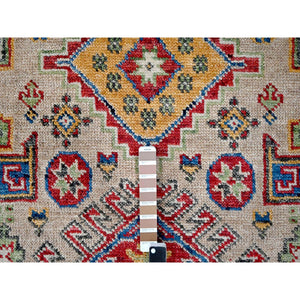 12'x17'9" Camel with Blue, Karajeh Heriz Geometric Design, Thick and Plush, Pure Wool, Supple Collection, Hand Knotted, Oversize Oriental Rug FWR506334