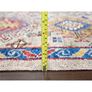 12'x17'9" Camel with Blue, Karajeh Heriz Geometric Design, Thick and Plush, Pure Wool, Supple Collection, Hand Knotted, Oversize Oriental Rug FWR506334