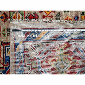 12'x17'9" Camel with Blue, Karajeh Heriz Geometric Design, Thick and Plush, Pure Wool, Supple Collection, Hand Knotted, Oversize Oriental Rug FWR506334