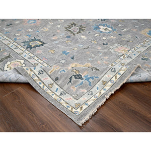 12'x15' Light Gray, Transitional Natural Dyes, Oushak Inspired Design, Pure Wool, Supple Collection, Hand Knotted, Soft Pile, Oversized Oriental Rug FWR506376