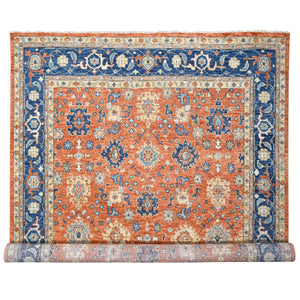 11'10"x14'9" Burnt Orange, Supple Collection, Thick and Plush, Extra Soft Wool, All over Mahal Oushak Design, Hand Knotted, Oversize Oriental Rug FWR506382