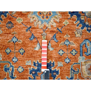 11'10"x14'9" Burnt Orange, Supple Collection, Thick and Plush, Extra Soft Wool, All over Mahal Oushak Design, Hand Knotted, Oversize Oriental Rug FWR506382
