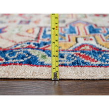 Load image into Gallery viewer, 9&#39;10&quot;x13&#39;10&quot; Camel with Navy Blue, Vegetable Dyes, Karajeh Heriz Geometric Design, Thick and Plush, Natural Wool, Supple Collection, Hand Knotted, Oversize Oriental Rug FWR506394