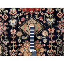 Load image into Gallery viewer, 4&#39;2&quot;x6&#39; Black and Red, Natural Dyes, Karajeh Design with All Over Pattern, Pure Wool, Hand Knotted, Oriental Rug FWR506424