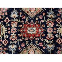Load image into Gallery viewer, 4&#39;2&quot;x6&#39; Black and Red, Natural Dyes, Karajeh Design with All Over Pattern, Pure Wool, Hand Knotted, Oriental Rug FWR506424