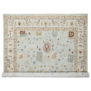 12'x14'10" Light Blue and Ivory, Hand Knotted, Oushak Inspired, Supple Collection, Soft and Plush, Sustainable, Oversize Oriental Rug FWR506460