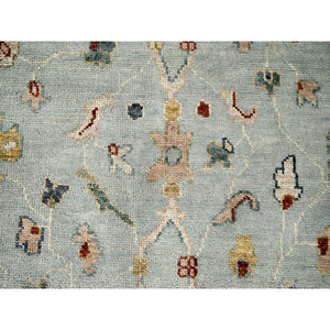 12'x14'10" Light Blue and Ivory, Hand Knotted, Oushak Inspired, Supple Collection, Soft and Plush, Sustainable, Oversize Oriental Rug FWR506460
