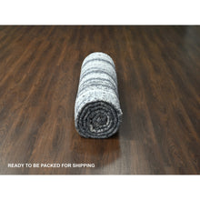 Load image into Gallery viewer, 10&#39;x13&#39;8&quot; Ivory and Black, Plush Pile, Organic Undyed Wool, Modern Vertical Broken Stripe Design, Hand Knotted, Oriental Rug FWR506670
