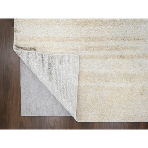 12'x17'7"Earth Tone Colors, Minimalist Pattern, Plush Pile, Undyed Organic Wool, Oversize, Hand Knotted, Natural Colors, Oriental Rug FWR506706