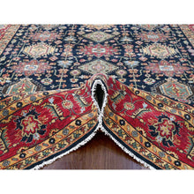 Load image into Gallery viewer, 9&#39;x12&#39; Carbon Black With Turkey Red, Karajeh Design with All Over Pattern, Vegetable Dyes, Pure Wool, Soft Pile, Hand Knotted, Oriental Rug FWR506742