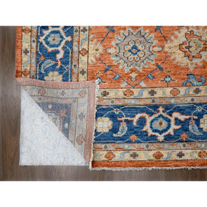 12'x17'10" Knockout Orange, Supple Collection, All over Mahal Design, Pure Wool, Hand Knotted, Natural Dyes, Oversized Oriental Rug FWR506802