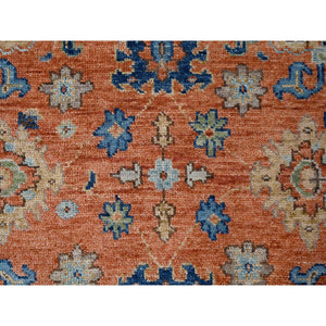 12'x17'10" Knockout Orange, Supple Collection, All over Mahal Design, Pure Wool, Hand Knotted, Natural Dyes, Oversized Oriental Rug FWR506802