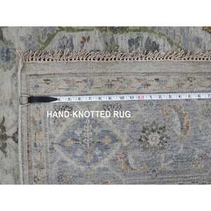 6'x6' Chrome Gray, Vegetable Dyes, Oushak with Floral Motifs, Denser Weave, 100% Wool, Hand Knotted, Square Oriental Rug FWR507030