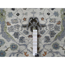 Load image into Gallery viewer, 7&#39;x7&#39; Chrome Gray, Hand Knotted, Natural Dyes, Oushak with Floral Motifs, Denser Weave, Pure Wool, Round, Oriental Rug FWR507036