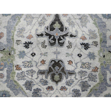 Load image into Gallery viewer, 7&#39;x7&#39; Chrome Gray, Hand Knotted, Natural Dyes, Oushak with Floral Motifs, Denser Weave, Pure Wool, Round, Oriental Rug FWR507036