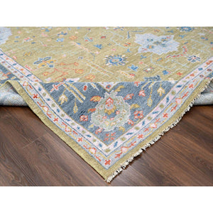 12'1"x17'9" Dusty Yellow, Oushak Design, Supple Collection, Soft and Vibrant Pile, Hand Knotted, Natural Wool, Oversized Oriental Rug FWR507066