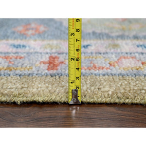 12'1"x17'9" Dusty Yellow, Oushak Design, Supple Collection, Soft and Vibrant Pile, Hand Knotted, Natural Wool, Oversized Oriental Rug FWR507066