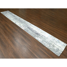 Load image into Gallery viewer, 2&#39;9&quot;x19&#39;9&quot; Rustic Gray, Persian Knot, Abstract with Mosaic Design, Wool and Silk, Hand Knotted, Dense Weave, XL Runner Oriental Rug FWR507102
