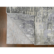 Load image into Gallery viewer, 2&#39;9&quot;x19&#39;9&quot; Rustic Gray, Persian Knot, Abstract with Mosaic Design, Wool and Silk, Hand Knotted, Dense Weave, XL Runner Oriental Rug FWR507102