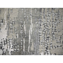 Load image into Gallery viewer, 2&#39;9&quot;x19&#39;9&quot; Rustic Gray, Persian Knot, Abstract with Mosaic Design, Wool and Silk, Hand Knotted, Dense Weave, XL Runner Oriental Rug FWR507102