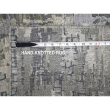 Load image into Gallery viewer, 2&#39;9&quot;x19&#39;9&quot; Rustic Gray, Persian Knot, Abstract with Mosaic Design, Wool and Silk, Hand Knotted, Dense Weave, XL Runner Oriental Rug FWR507102