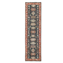 Load image into Gallery viewer, 2&#39;9&quot;x11&#39;10&quot; Pastel Black, Hand Knotted Karajeh Design with Tribal Medallions, Organic Wool, Natural Dyes, Runner Oriental Rug FWR507132
